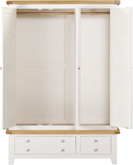 Seconique Windsor 3 Door 2 Drawer Wardrobe Ivory/Oak