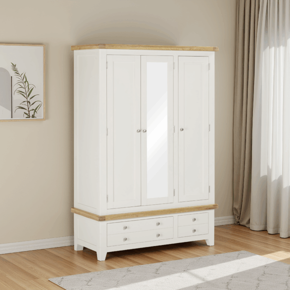 seconique Windsor 3 Door 2 Drawer Wardrobe Ivory/Oak