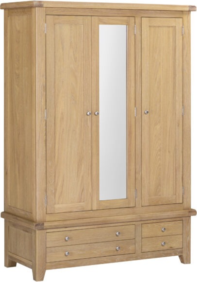 Seconique Windsor 3 Door 2 Drawer Wardrobe Natural Oak