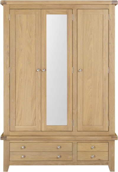 Seconique Windsor 3 Door 2 Drawer Wardrobe Natural Oak