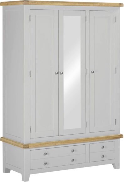 Seconique Windsor 3 Door 2 Drawer Wardrobe Pebble Grey/Oak