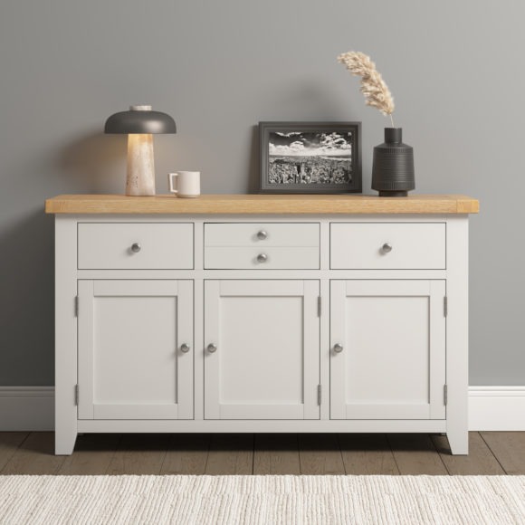 seconique Windsor 3 Door 3 Drawer Sideboard Ivory/Oak