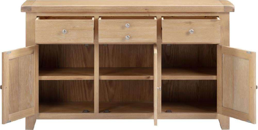 Seconique Windsor 3 Door 3 Drawer Sideboard Natural Oak