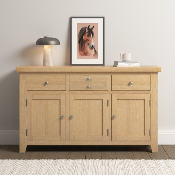 seconique Windsor 3 Door 3 Drawer Sideboard Natural Oak