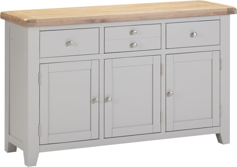 Seconique Windsor 3 Door 3 Drawer Sideboard Pebble Grey/Oak