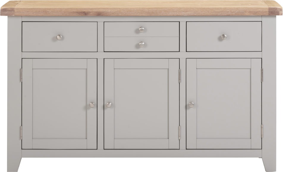 Seconique Windsor 3 Door 3 Drawer Sideboard Pebble Grey/Oak