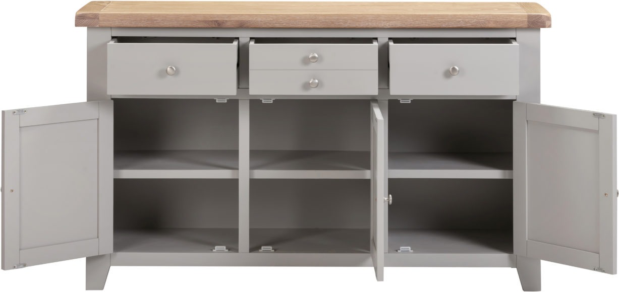 Seconique Windsor 3 Door 3 Drawer Sideboard Pebble Grey/Oak