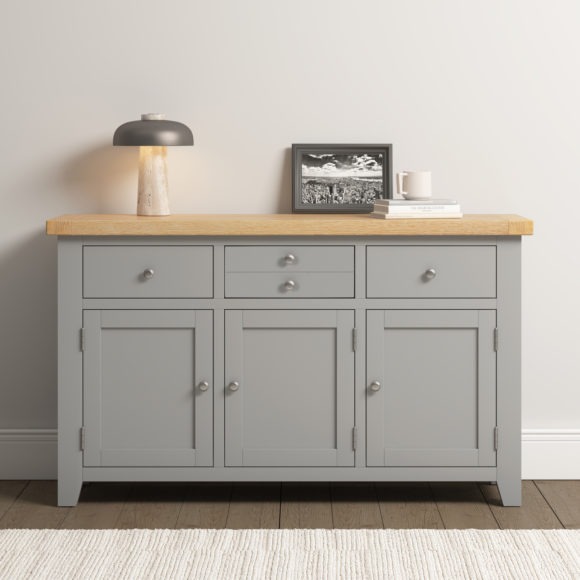 seconique Windsor 3 Door 3 Drawer Sideboard Pebble Grey/Oak