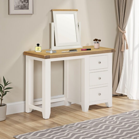 seconique Windsor 3 Drawer Dressing Table & Mirror Ivory/Oak