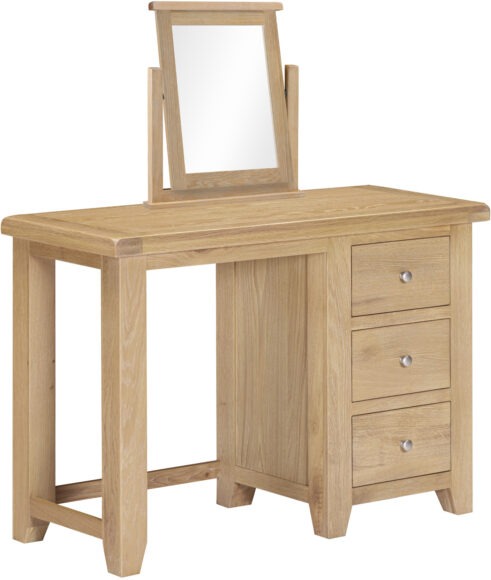 Seconique Windsor 3 Drawer Dressing Table & Mirror Natural Oak