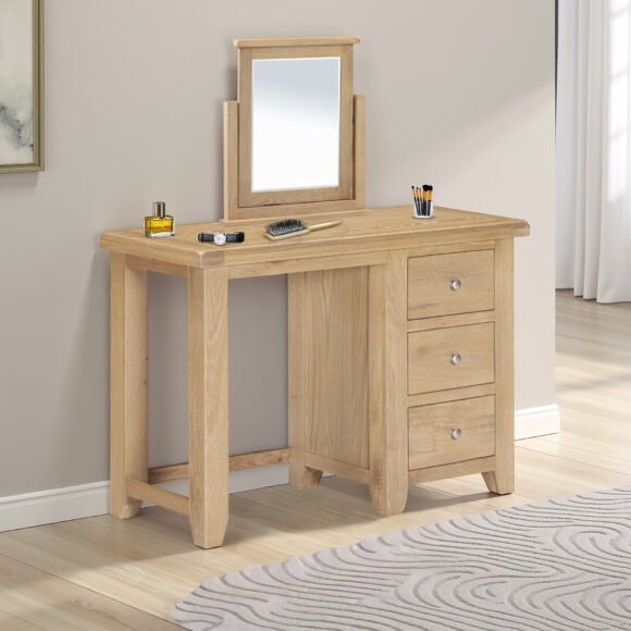 seconique Windsor 3 Drawer Dressing Table & Mirror Natural Oak