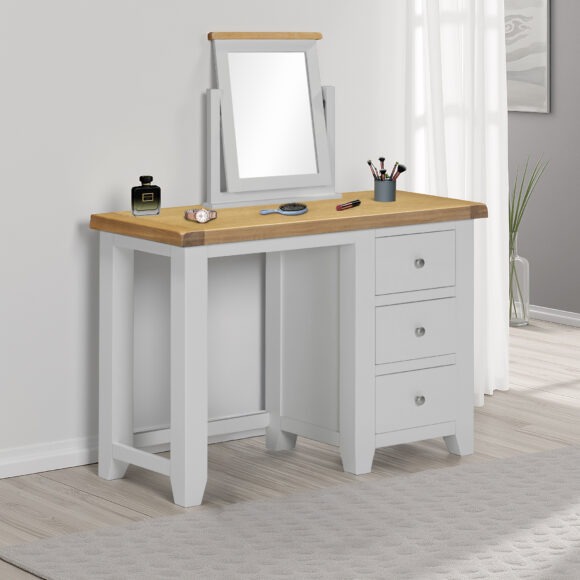 seconique Windsor 3 Drawer Dressing Table & Mirror Pebble Grey/Oak