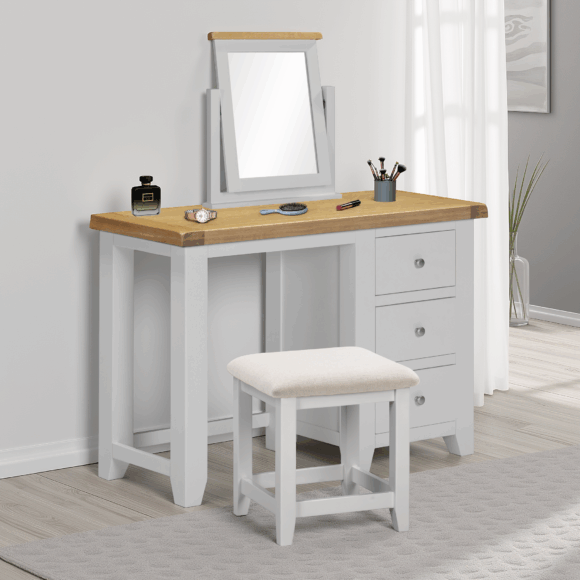 seconique Windsor 3 Drawer Dressing Table Pebble Grey/Oak