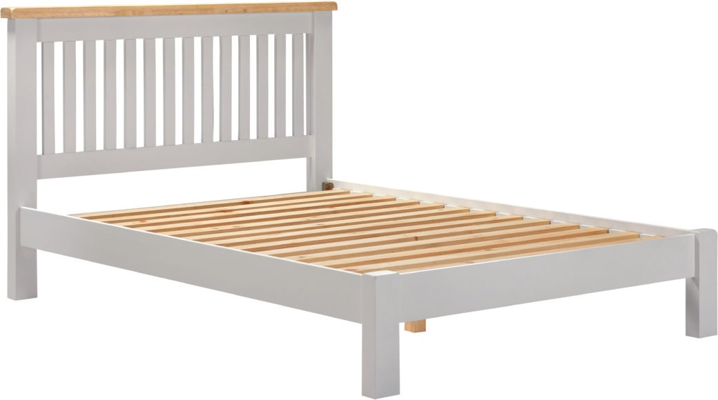 Seconique Windsor 4'6" Bed Low Foot End Pebble Grey/Oak