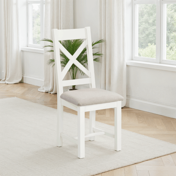 seconique Windsor Cross Back Chair (Box of 2) Ivory/Oat Fabric