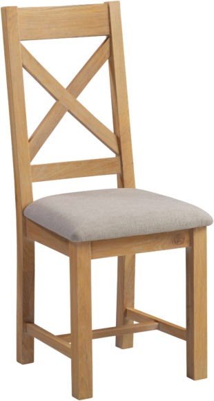 Seconique Windsor Cross Back Chair (Box Of 2) Natural Oak/Oat Fabric