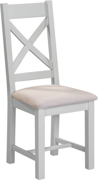 Seconique Windsor Cross Back Chair (Box Of 2) Pebble Grey/Oat Fabric
