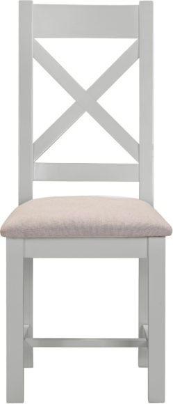 Seconique Windsor Cross Back Chair (Box Of 2) Pebble Grey/Oat Fabric