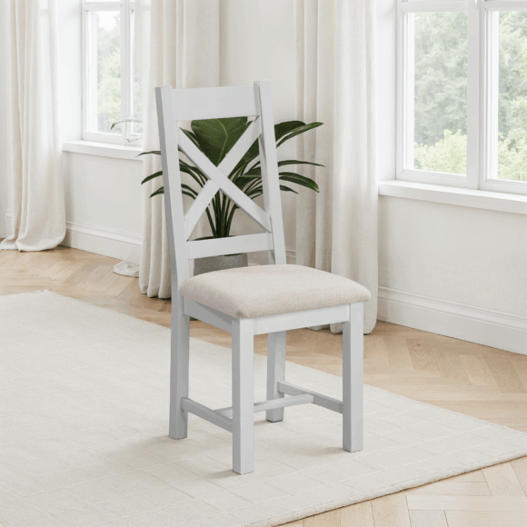 seconique Windsor Cross Back Chair (Box of 2) Pebble Grey/Oat Fabric