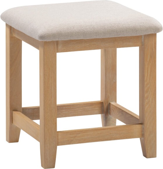 Seconique Windsor Dressing Table Stool Natural Oak/Oat Fabric