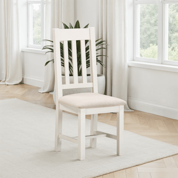 seconique Windsor Slatted Chair (Box of 2) Ivory/Oat Fabric