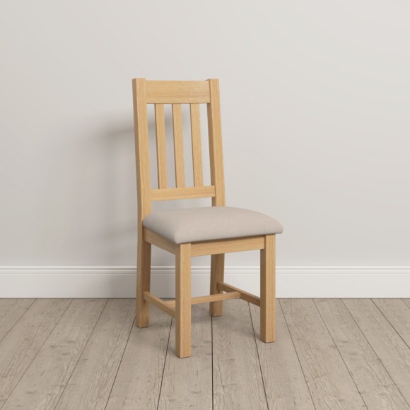 Seconique Windsor Slatted Chair (Box Of 2) Natural Oak/Oat Fabric