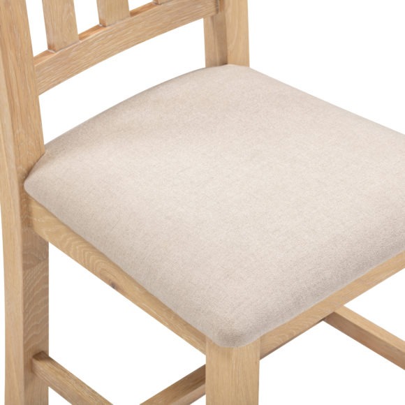 Seconique Windsor Slatted Chair (Box Of 2) Natural Oak/Oat Fabric