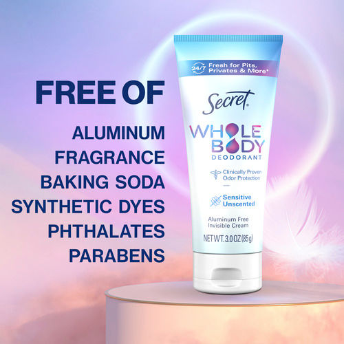 Secret Aluminum Free Whole Body Deodorant Invisible Cream