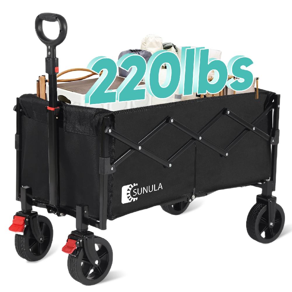 sekey 220lbs Collapsible Wagon Folding Cart 130L Large Capacity Foldable Lightweight Heavy Duty Utility Beach Wagon with Big Wheels for Camping Garden Shopping Grocery Outdoor United States