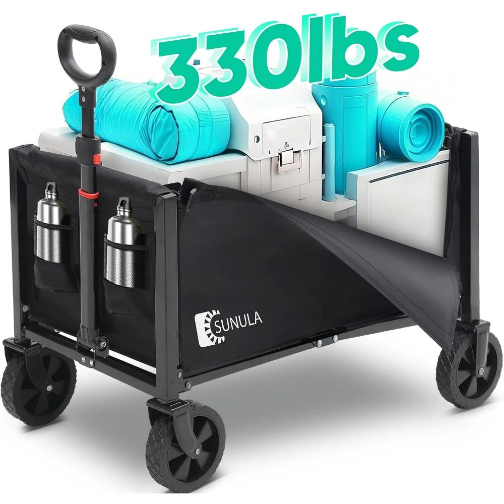 sekey 3 in 1 Collapsible Foldable Wagon with Wheels 330lbs Folding Wagon Cart with 2 Cup Holder Lightweight Utility Cart for Grocery Camping Shopping Garden Beach. Balck United States