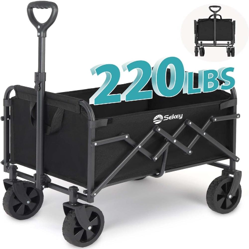 sekey Sekey 220LBS Collapsible Wagon Heavy Duty 100L Large Capacity Foldable Wagon with All-Terrain Wheels Lightweight Outdoor Utility Folding Wagon Cart for Shopping Grocery United States