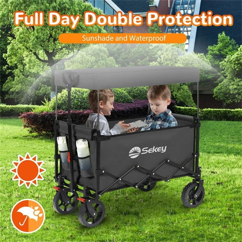 sekey Sekey 330lbs Collapsible Folding Wagon with Removable Canopy Upgraded 20% Thicker Steel Pipes Outdoor Utility Wagon United States