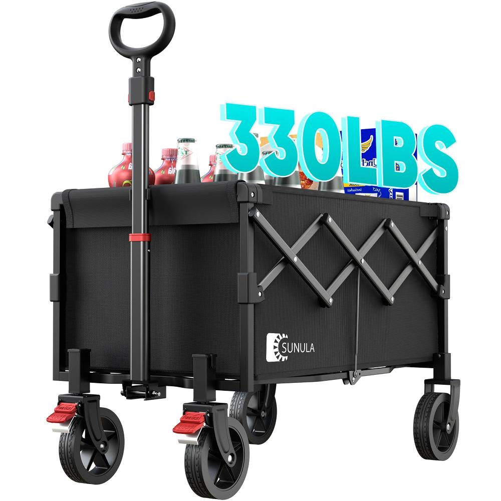 sekey Sekey 330LBS Collapsible Wagon Heavy Duty 130L Large Capacity Foldable Wagon Cart with All-Terrain Wheels Lightweight Folding Wagon for Grocery Shopping