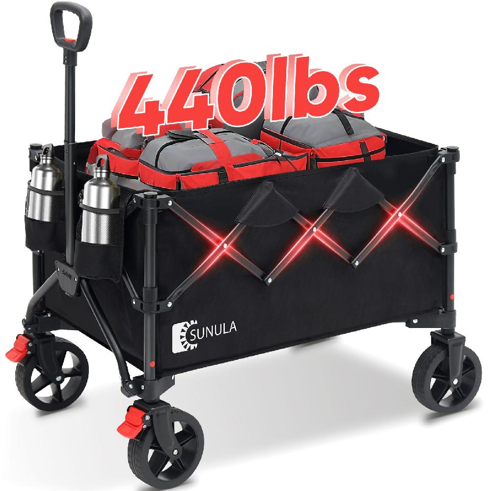 sekey Sekey 440LBS Collapsible Foldable Wagon Cart 300L Large Capacity Folding Heavy Duty Utility 600D Oxford Fabric Garden Cart with Big All-Terrain Beach Wheel Cup Holders for Grocery Camp Handle United States
