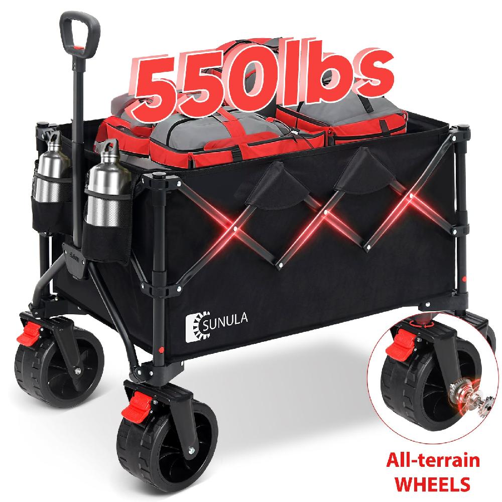 sekey Sekey 550LBS Collapsible Foldable Wagon 300L Weight Capacity Heavy Duty Folding Utility Garden Cart with All-Terrain Wheels & Drink Holders for Beach Shopping Camping Grocery Sport Outdoor United States