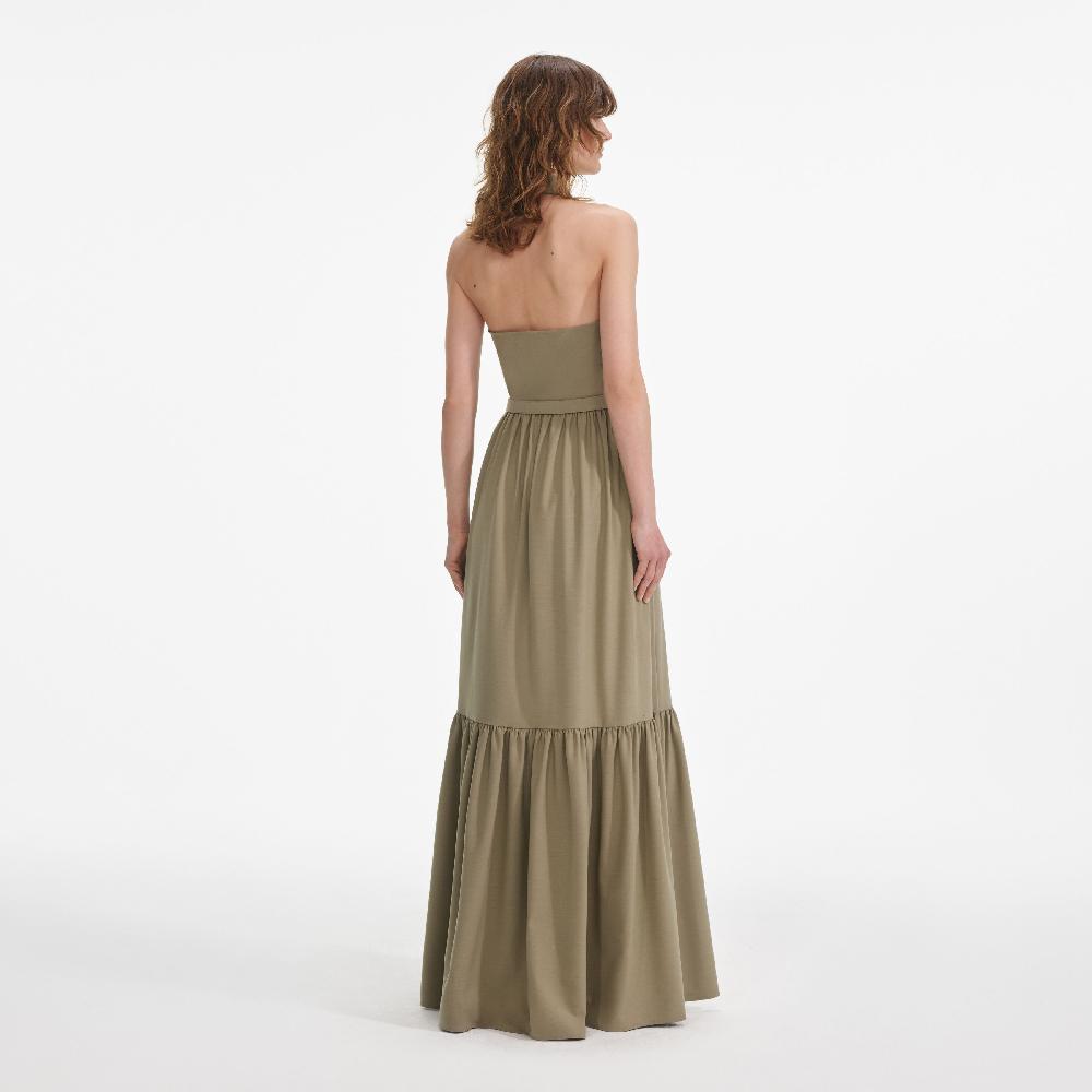 Self Portrait Beige Sleeveless Twill Maxi Dress CLOTHING