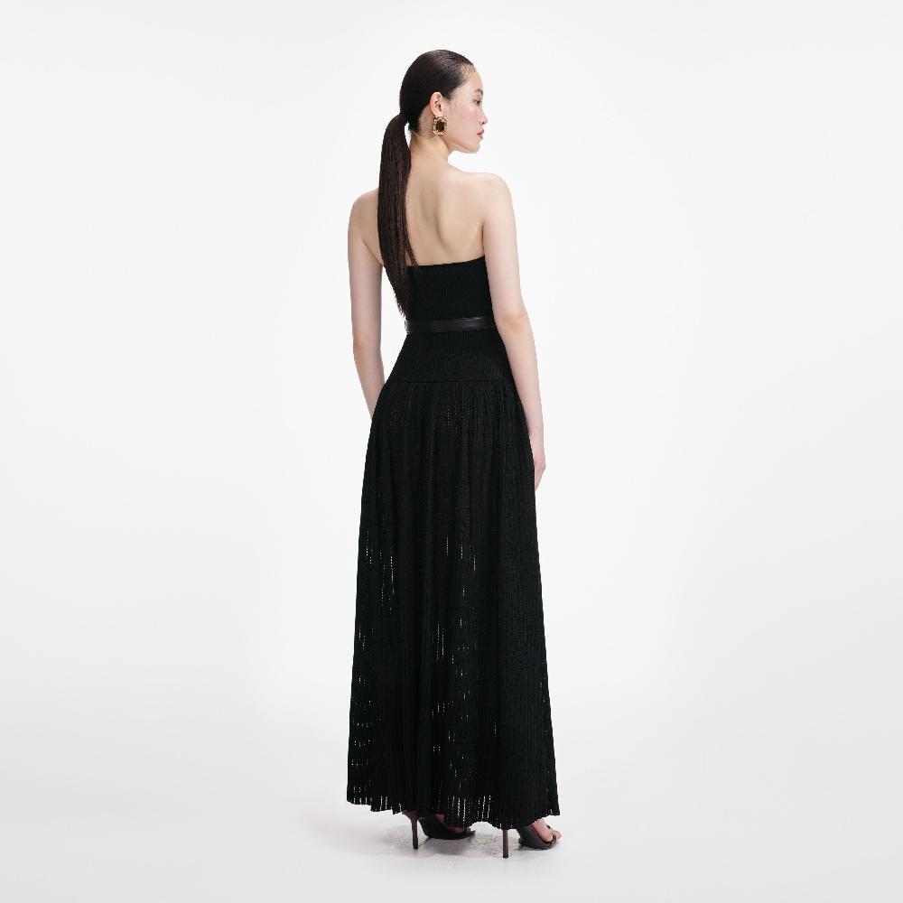 Self Portrait Black Bandeau Knit Maxi Dress CLOTHING