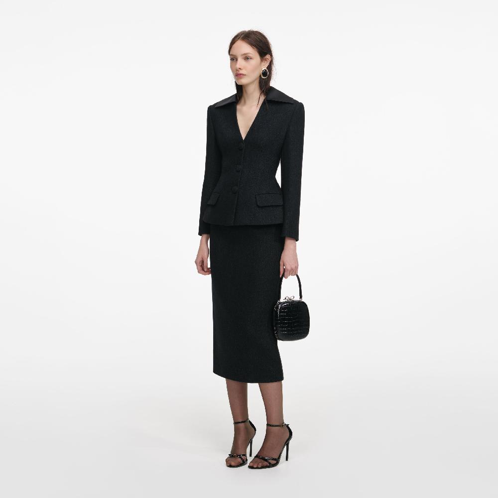 Self Portrait Black Blazer Tailored Midi Dress CLOTHING