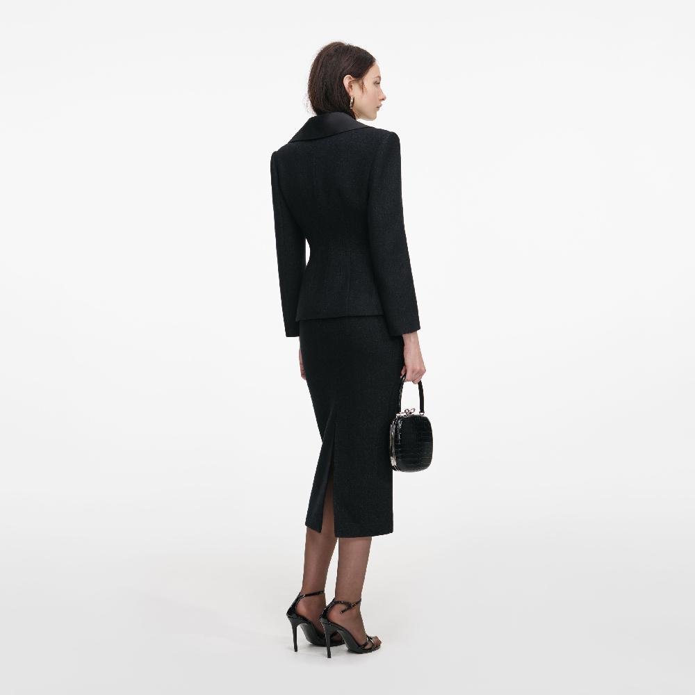Self Portrait Black Blazer Tailored Midi Dress CLOTHING