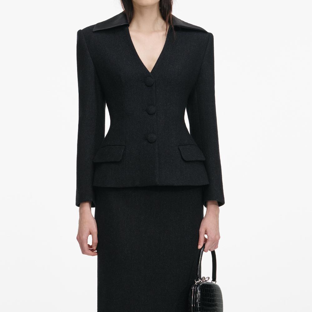 Self Portrait Black Blazer Tailored Midi Dress CLOTHING