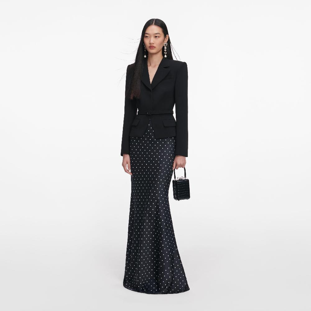 Self Portrait Black Crepe Polka Dot Maxi Dress CLOTHING