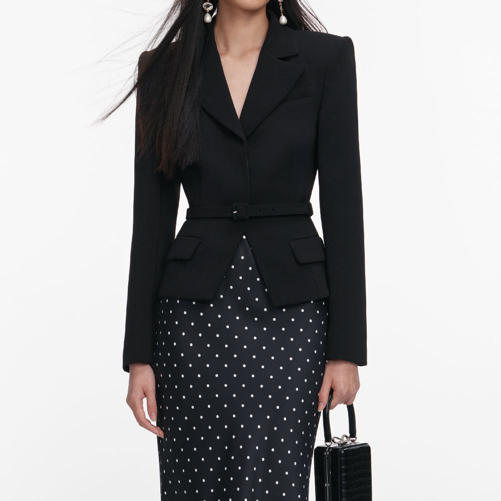 Self Portrait Black Crepe Polka Dot Maxi Dress CLOTHING