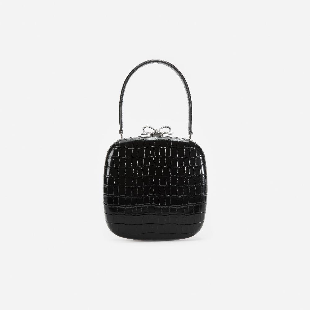 self portrait Black Croc Leather Compact Mini Bag BAGS