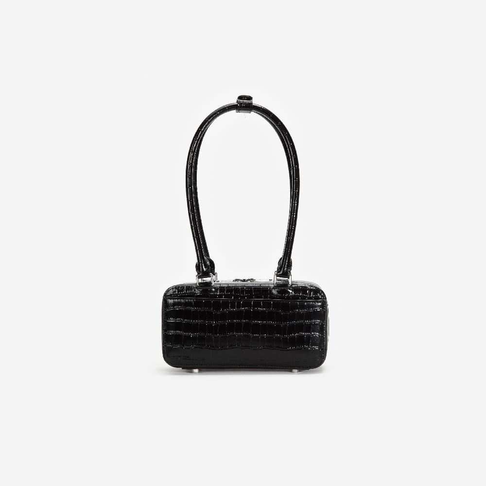 Self Portrait Black Croc Leather Mini Shoulder Bag BAGS