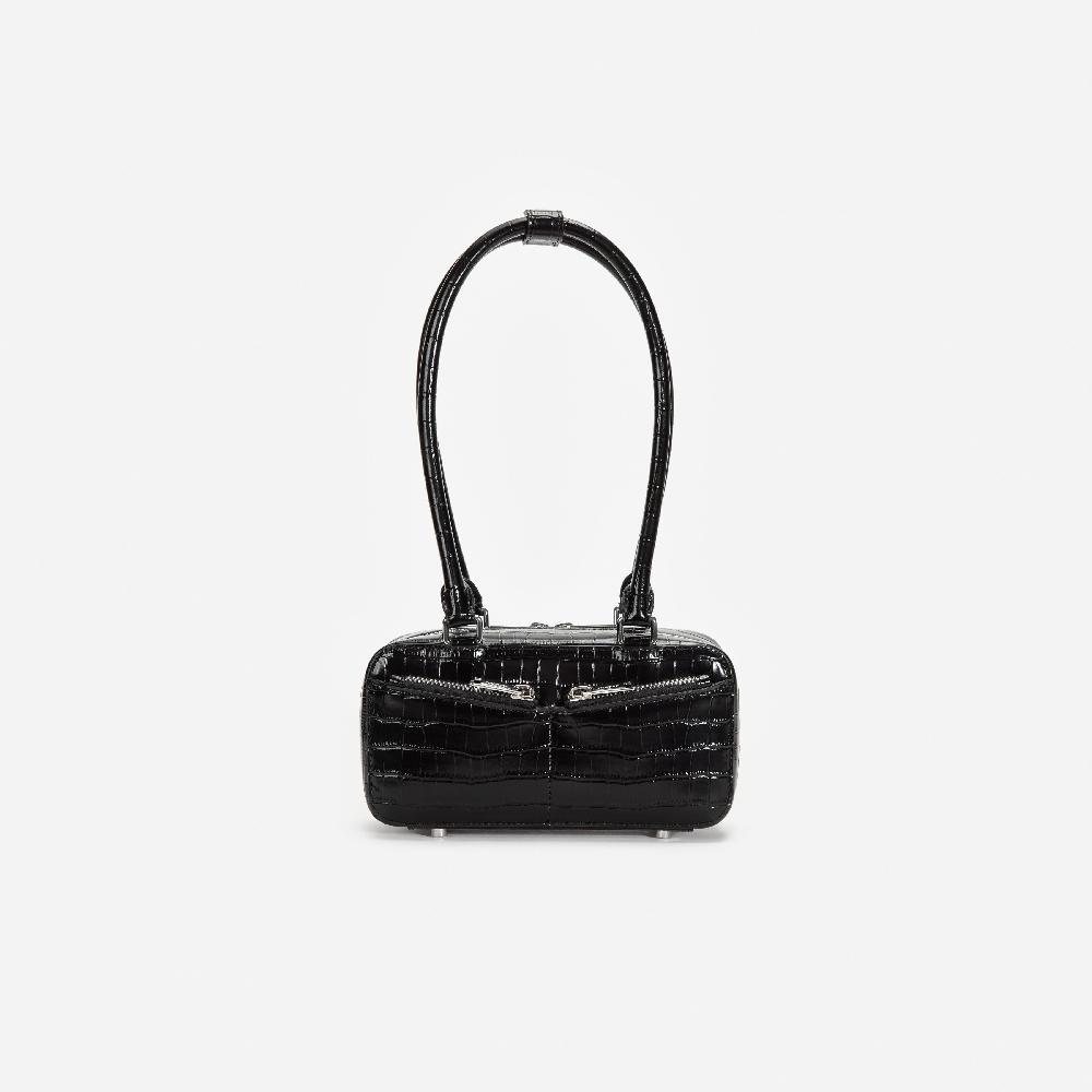 self portrait Black Croc Leather Mini Shoulder Bag BAGS