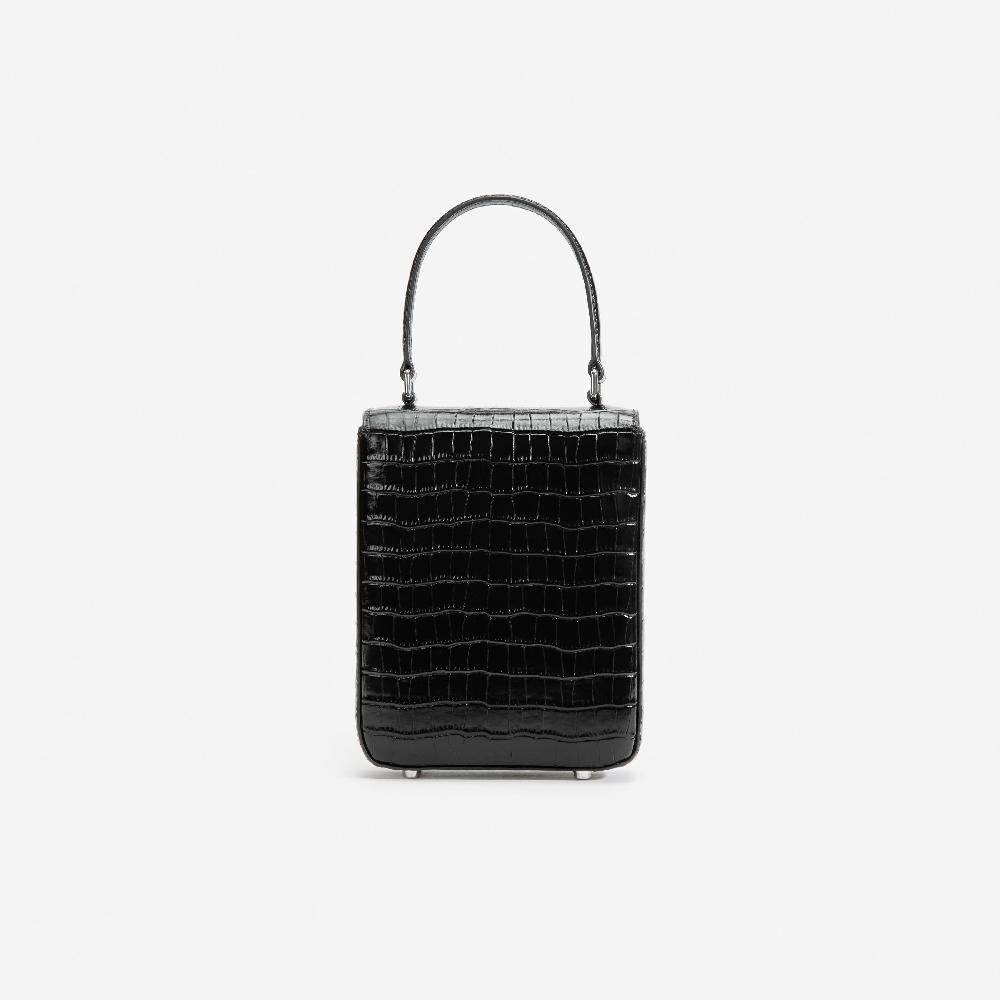 Self Portrait Black Croc Leather Structured Mini Bag BAGS