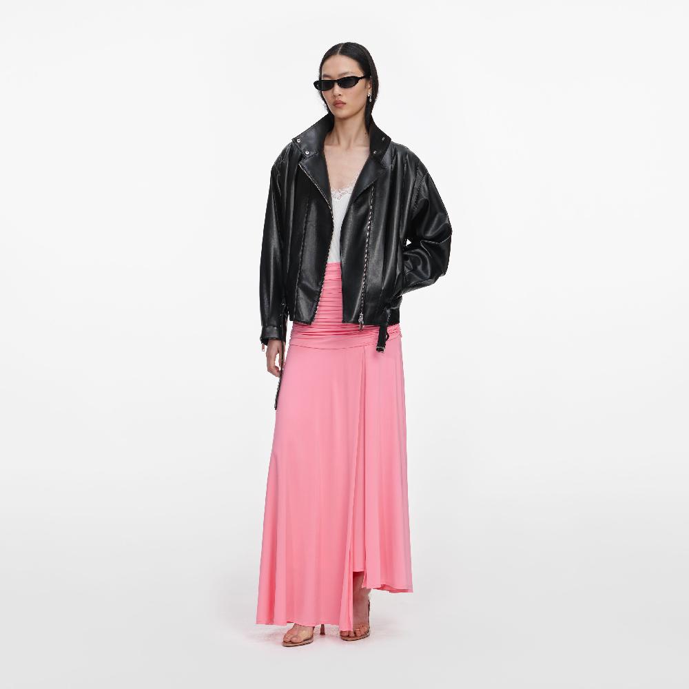 Self Portrait Black Faux Leather Biker Jacket CLOTHING