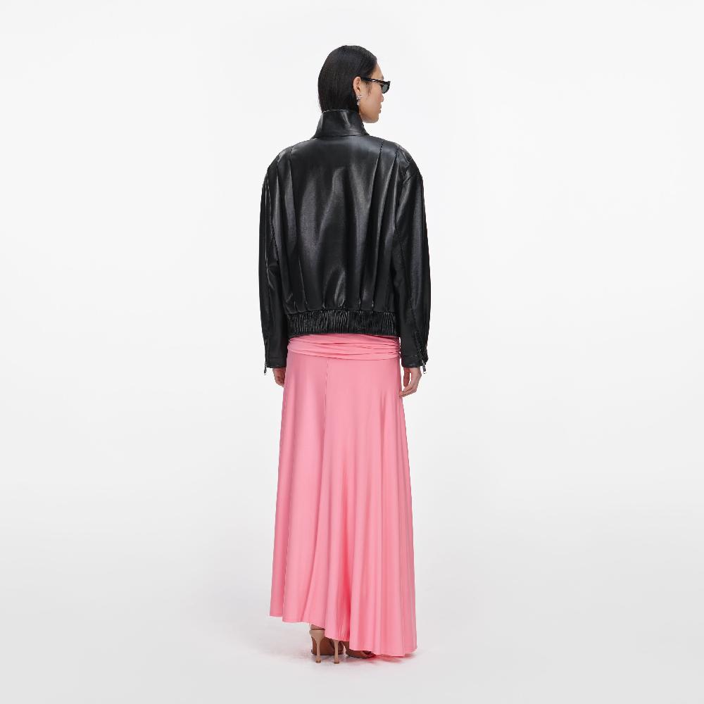 Self Portrait Black Faux Leather Biker Jacket CLOTHING