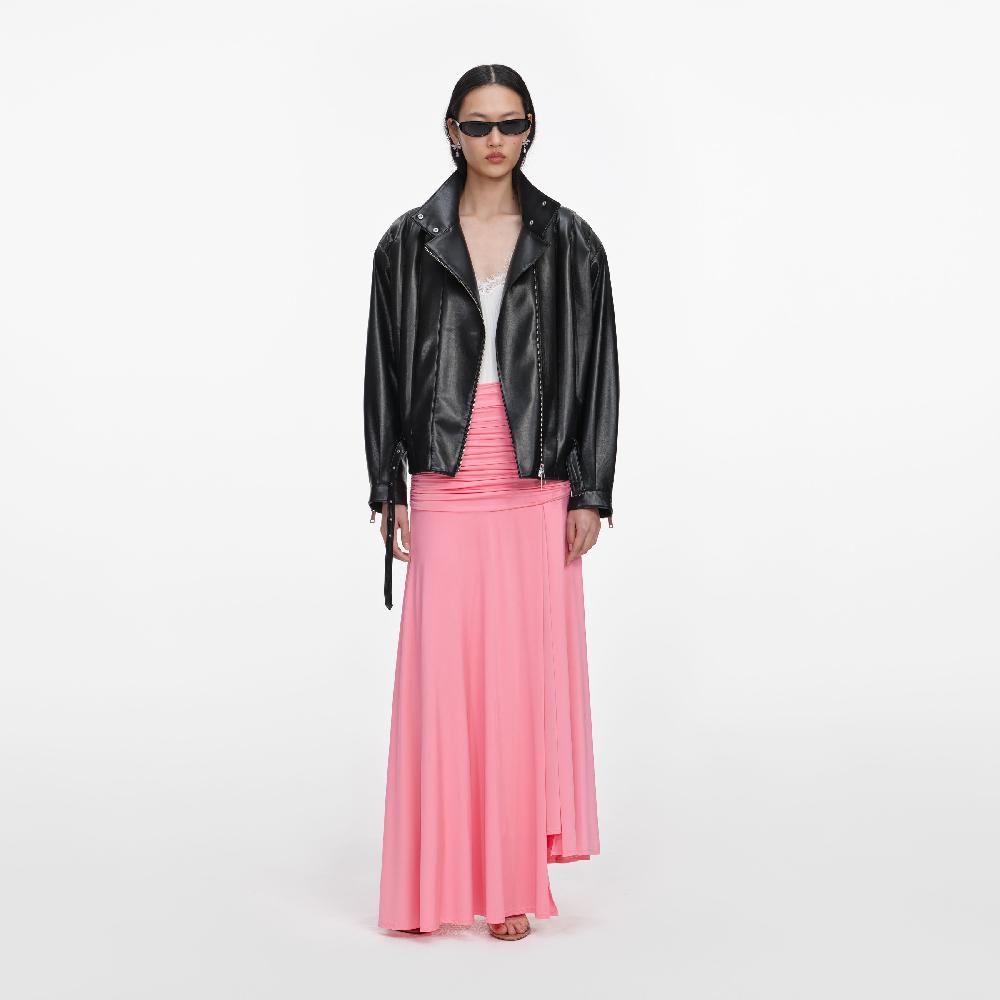 Self Portrait Black Faux Leather Biker Jacket CLOTHING