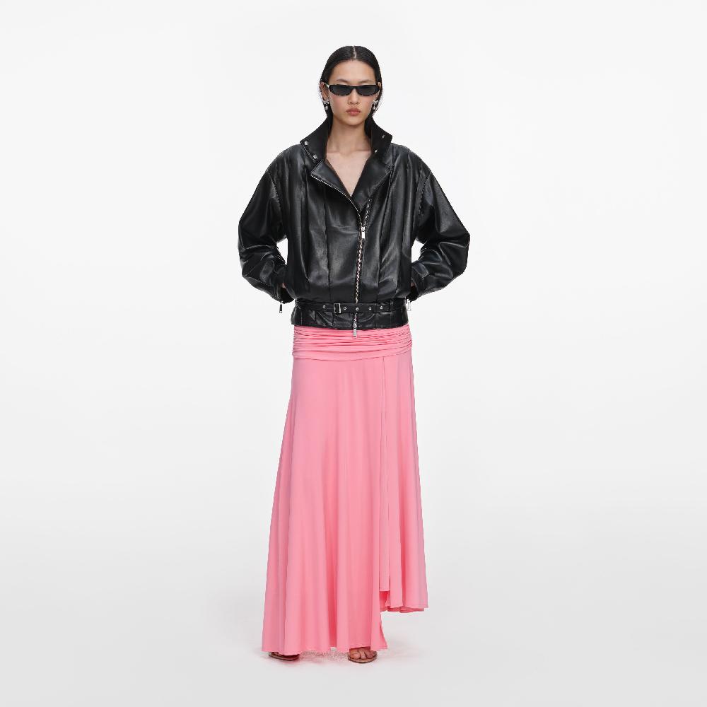 self portrait Black Faux Leather Biker Jacket CLOTHING